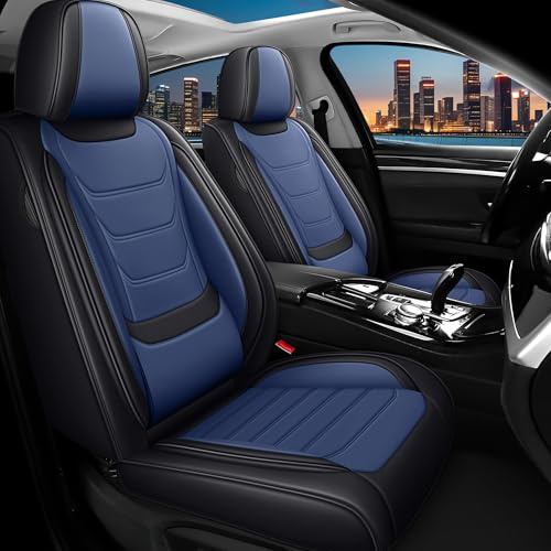 Soliget Für Ford Ranger 1999-2026 Sitzbezüge, Vollständige Abdeckung Maßgeschneiderte Sitzbezüge,Wassergeschütztes & fleckenabweisendes Premium-Leder, (Schwarz&Blau)
