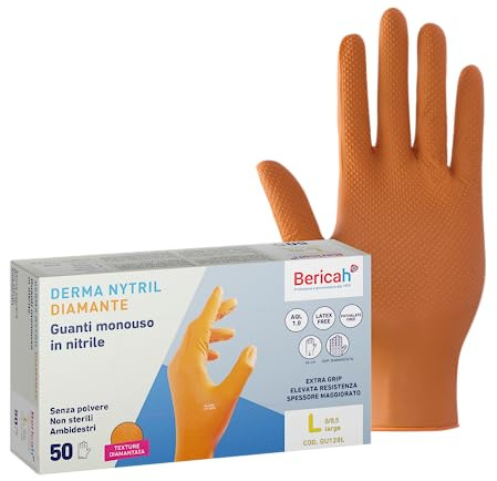 Diamante - 50 Guanti In Nitrile Senza Polvere Ultra Resistenti Antiscivolo Presa Eccezionale Spessore Maggiorato