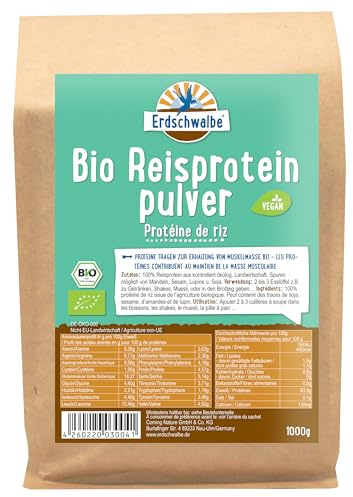 Erdschwalbe Bio Reisprotein - Veganes Eiweißpulver - 1 Kg