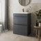 Artis 600mm Bathroom Vanity Unit With Wash Basin Ceramic Sink, 2 Drawer, Cloakroom Storage Furniture Under Basin Cabinet, Floorstanding Cabinets, Grey Gloss
