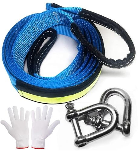 MAIKEHIGH Abschleppseil 5 cm x 5 m, 17,600 lbs (8 Tonnen) Recovery Tow Strap Kit Für Off-Road Recovery & Abschleppen Heavy Duty Polyester Weather Resistant Verstärkte Looped Ends 2 Safety Hooks