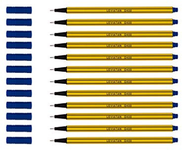LEVIATAN D400 Fineliner Blau 12 Stück - Feinleiner Stift Bunt Für Den Täglichen Gebrauch Geeignet, Schreib und Schulbedarf - Linienbreite Ca. 0.4 Mm Feinlinerfilzstifte