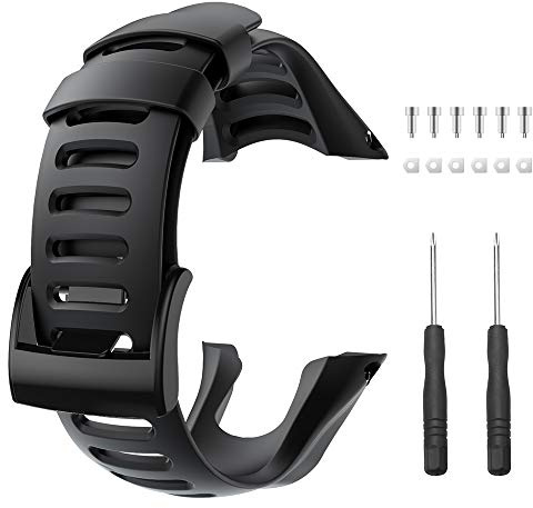 Kompatibel med Suunto Ambit 3 klockarmband med mjukt TPU-utbytesarmband som tillbehör för Suunto Ambit 3 Peak, 3 Sport, 3 Run, 2R, 2S, 2, 1, svart