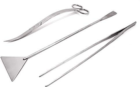 AquaOne 3er Aquascaping Set Wellenschere Pinzette Rechenstab Pflanzenpflege Aquarien Trimmschere Pflege Pflanzen