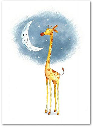 LCSLDW Leinwanddruck Cartoon Tier Wandkunst Leinwand Malerei Nordic Poster Und Drucke Wandbild Baby Kinderzimmer Home Decor, Home Decoration, 15X20Cm No Frame