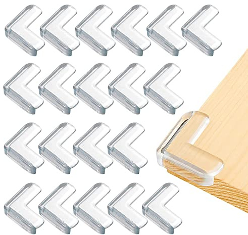 20 Stück Kantenschutz Baby - Transparenter Möbel-Eckenschutz, Weich und Hoch Belastbar, Schützt Baby vor Scharfen Tischecken (L-Form)
