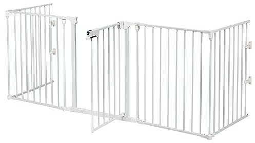 COSTWAY Cancello di Sicurezza per Bambini, Cancelletto di Metallo per Animali Domestici, Cancello Regolabile con Porta Apribile, Barriera per Bambini (Bianco)