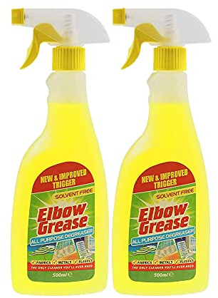 Elbow Grease All Purpose Kitchen/Floor/Tile/Wall/Bathroom/Glass/Carpet Cleaner - Elbow Grease Clothes Stain Remover - AntiBacterial Sticky Stuff Remover Spray (500 ml) (Pack of 2)