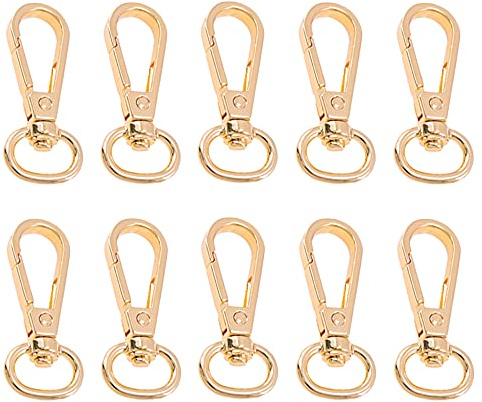 Pamtns 10 Stück Golden Schwenker Hummer Haken Karabinerhaken Aus Metall Gold D Ring Schlüsselanhänger Schwenker Schlüsselring Karabiner Gold Goldene Schlüsselanhänger Drehbare Karabinerhaken
