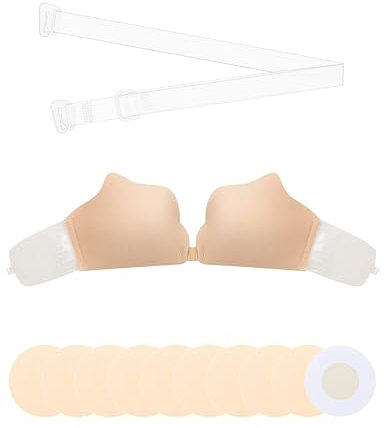 MELLIEX Reggiseno Adesivo Senza Spalline Reggiseno Adesivi Invisibile Donna Push up Bra per Abito Senza Schienale, Abiti da Sposa, Nudo - D
