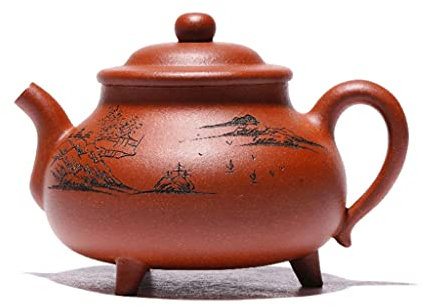 hanxiaoyishop Teteras para Te Tradicional Yixing púrpura Arcilla púrpura Orilla cruda Lodo Tetera Hecha a Mano Tetera hombrera Kettle Kungfu Conjunto de té Olla de Barro Morado (Size : 220ml/7.7oz)