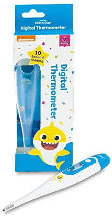 Reliance Medical Baby Shark Waterproof Kids Flexible Digital Thermometer With Optical And Sound Fever Alert, Temperature Checker Measurement For Babies Children
