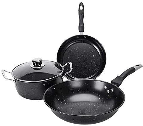 3PC Haushalt Eisentopf Kochen Suppentopf Robuster Feiner Eisentopf Unbeschichtetes Antihaft-Kochgeschirr für Geschäft Camping Küche Zuhause