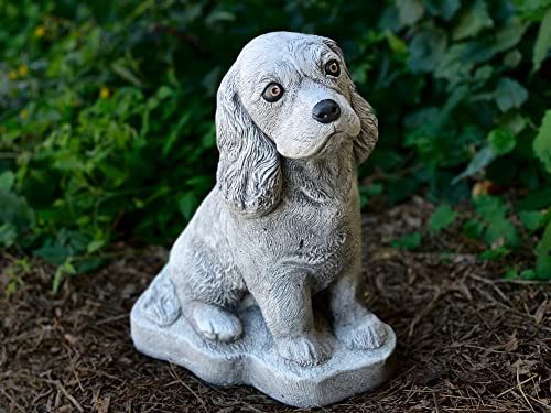 OLOMA Statue d'épagneul en béton - Décoration d'épagneul - Figurine d'épagneul en pierre de jardin - Sculpture personnalisée pour chien - Statue commémorative faite à la main - Cadeau pour amoureux