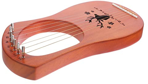 Milisten 7-saitige Naturholz Lyra für Einsteiger Portabel mit Stimmschlüssel und Ersatzsaiten Musikinstrument für Erwachsene