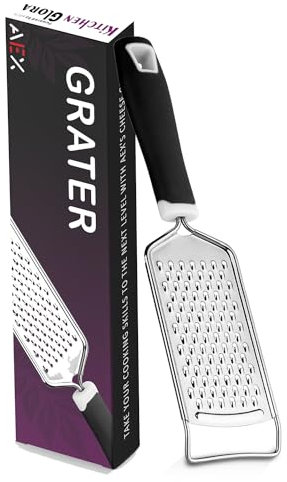 AEX Kitchen Cheese Grater Lemon Zester Stainless Steel Hand Grater Easy to Grate Zest Lemon, Orange, Citrus, Cheese, Chocolate, Nuts, Gingers, Garlic