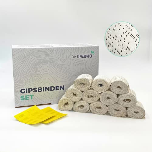 deingipsabdruck - Set di 12 bende di gesso = 36 m di gesso per la pancia del bambino, come gesso per bricolage, medicina o modellismo, 5 cm/7,5 cm/10 cm/15 cm o 20 cm x 3 m (10 cm x 3 m)