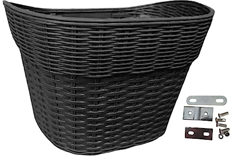 Baoblaze Fahrradkorb vorne, Rattan-Imitat, abnehmbare Fahrradaufbewahrungskörbe, Damen und Herren, Vintage-Stil, wasserdichter