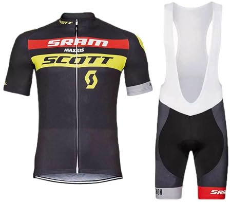 louizumify Herren Radtrikot Kurzarm-Set mit hohem Stretch, atmungsaktiv, reflektierend, UV-Schutz, 3 Rückentaschen