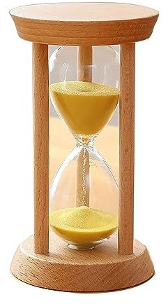InDmar Clessidra, clessidra, clessidra, clessidra, timer per sabbia legno/vetro, clessidra a uovo, 3/5/10/15/20/30 minuti per bambini, aula, cucina, giochi, timer spazzolatura (colore: giallo,
