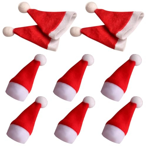 Gadpiparty Nikolausmütze Stricken 30 Stück Weihnachtsmütze Mini-Mütze Weihnachts-Lollipop-Abdeckung Lutscher-Süßigkeitskappe Weihnachtslutscher Weihnachts-Weinflaschenaufsätze Lutscher-Mütze