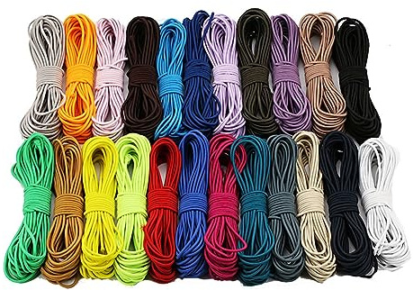 Yurosiay Rund Elastische Kordel 23 Stück 2m Gummiband Rund 2.5mm Breite Elastische Gummikordel Bunt Elastisch Schnur Rundgummi Gummischnur für DIY Nähen Schmuckherstellung Kleidung Schnürsenkel