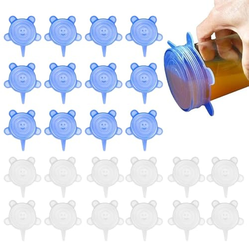PMELCXD Silicone Stretch Lids,24 Pcs silicone lids food covers, Reusable, silicone lids for Bowls, Cups, Round Shaped, 6,5cm