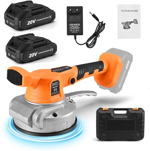 Doovasen Vibratori per Piastrelle a Batteria Ventosa da 170mm Piastrellatrice Elettrica per Piastrelle 5 Velocità Regolabili 2000mAh Batteria Al Litio x 2 per Piastrelle da 0,3-1m
