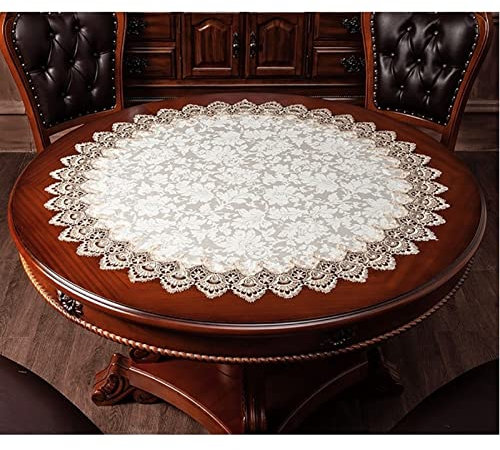SUNMME Tischdecken, weiße Spitzentischdecke für Tisch, Häkelspitze, Esstischdecken, Tischdecken für Küche, Hochzeiten, Babypartys, Partys, Dekoration/Durchmesser 90 cm (Durchmesser 90 cm)