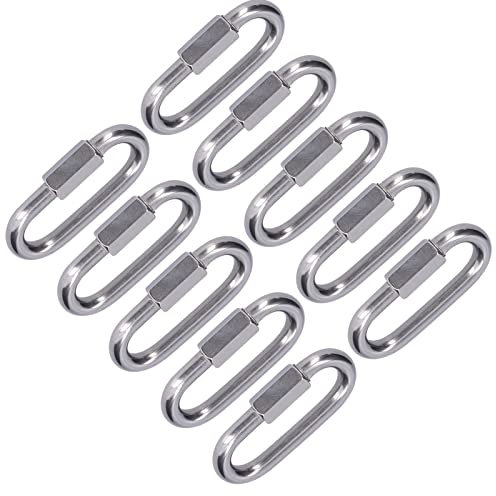 Maglie Rapide in Acciaio Inossidabile, 10 Pezzi Connettore a Vite in Acciaio Inossidabile Connettore a Maglia Rapida Moschettone con Chiusura a Catena, Chiusure Hardware (M4)