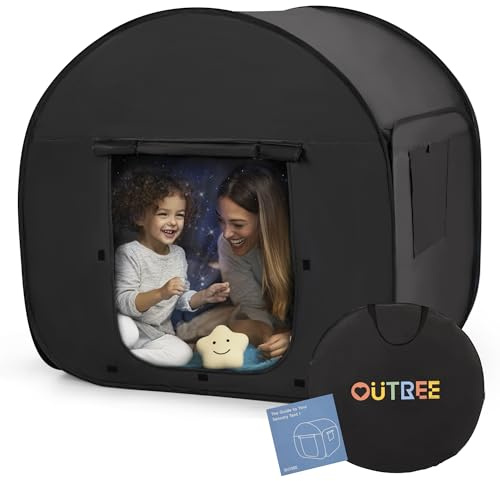 OUTREE Sensory Tent 47 * 47 * 47 in, Black Print, Sensory Room for Kids with Autism, Pop Up Play Tent