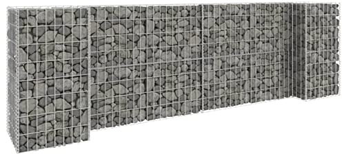 Homgoday Blumenkasten aus Gabionen in H-Form, Stahldraht, 260 x 40 x 80 cm