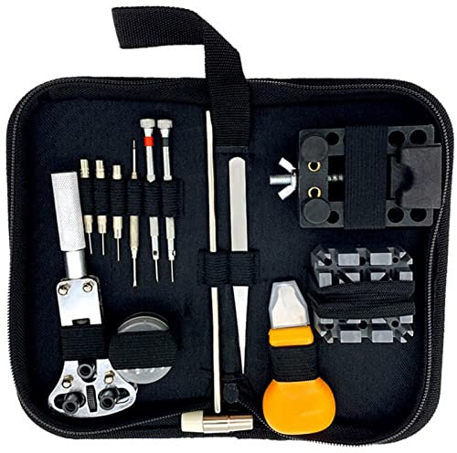 Kit di strumenti per la riparazione degli orologi da 30 pezzi, set di perni di collegamento per orologiaio, apriscatole posteriori, cacciavite antimagnetico per la rimozione del coperchio della batt
