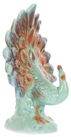 TOPBATHY Pfau Figur Keramik Tier Dekoration Schlafzimmer Wohnzimmer Ornament Handgefertigt Elegante Statue