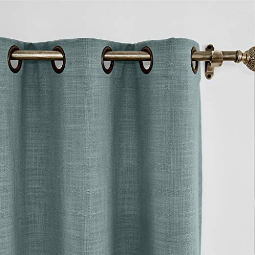 Dark Grey Linen Blackout Curtain for Sliding Glass Door Room Darkening Drapes with Antique Bronze Grommet 50W x 102L Inch Perfect for Patio Door Living Room Curtain Panel