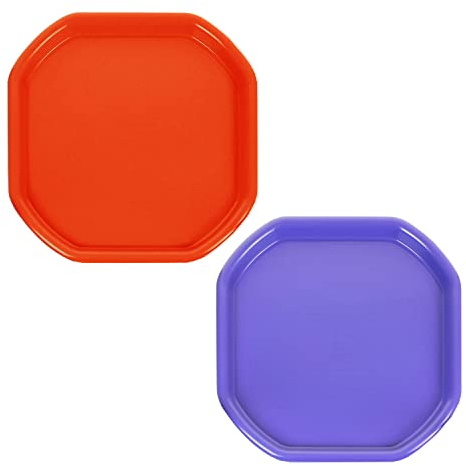 JMS we create smile (Set of 2) Small Colour Plastic Mixing Tray Sand Water Play Builder Equipment Sand Pool Pit Beach Tuff Tray for Toddlers Messy Play Tray - Made in UK 70x70 CM (PURPLE + ORANGE)