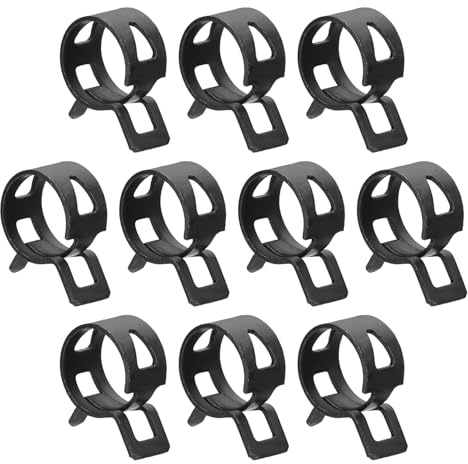 sourcing map 10pcs Spring Band Type Hose Clamps 12mm Fuel Line Hose Spring Clip Silicone Vacuum Hose Pipe Clamp Low Pressure Tube Clip Fastener, Black