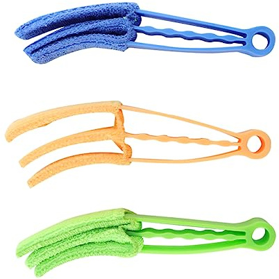 BIUDECO 3 Pcs Multi Cleaner with Handle Air Conditioner Vent Brush and Dust Brush for Shutter and Window Cleaning Handy Grip for Easy Dust Removal