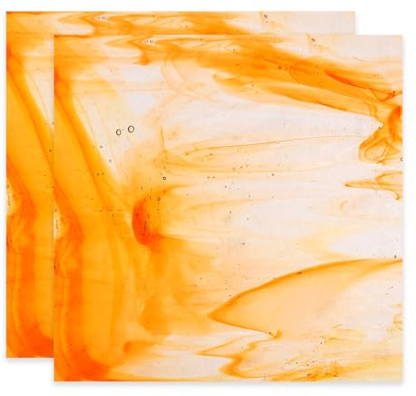 PATIKIL 4 x 4 Inch Vitrail Transparent, 2 Feuilles Pack Varié De Carreaux De Mosaïque En Verre Pour Fournitures Artistiques Projets Artisanaux, Orange