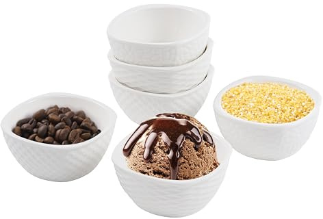 Winlauyet Stone Textured Ceramic Dipping Bowls Set of 6, 150ml Soy Sauce Dishes with Geometric Pattern, Sushi Plates, Condiment Bowls for Dining Table