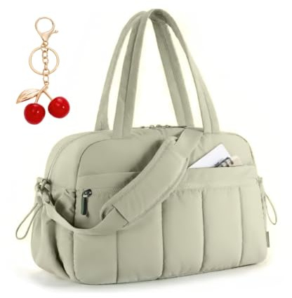 VOKUVIKU Puffer Reisetasche Damen, Sporttasche Gym Travel Bag, Handgepäck Tasche Weekender mit PVC nasse Tasche, Grün