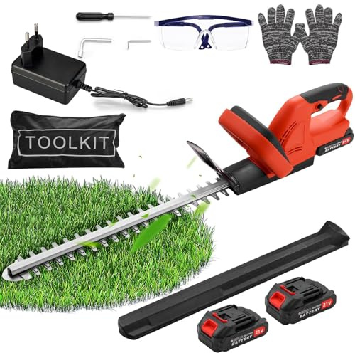 Victoam Akku Heckenschere 500W – 51cm Schnittlänge, 16mm Zahnabstand | Schneidet 2cm Äste leise & sauber | leistungsstarker bürstenloser Motor | Inkl. 2X 21V Akku & Ladegerät für Sträucher & Hecken