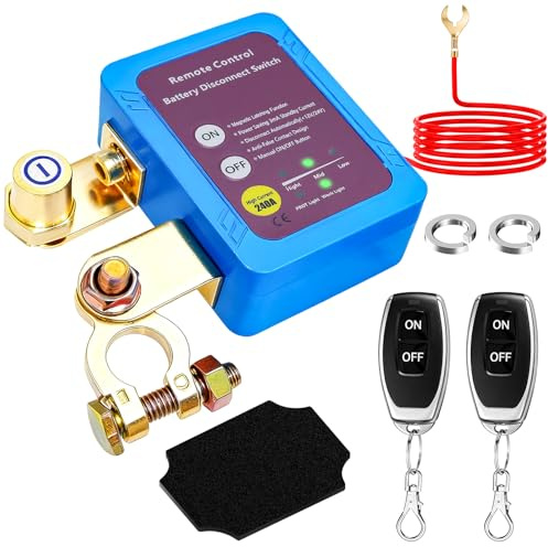 12 V trådlös fjärrstyrd bilfrånkopplingsbrytare, 12 V 240 A fjärrbatteriomkopplare med fjärrkontroll, batteri dödsbrytare stöldskydd, automatisk avstängningsbrytare för båt lastbil RV ATV