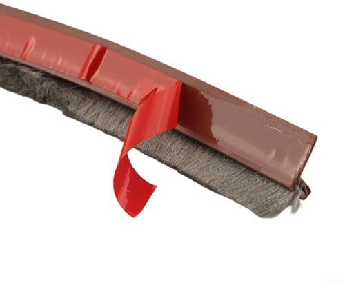 Lot de 2 bandes d'étanchéité de bas de porte de 100 cm avec brosse pour isolation phonique et anti-poussière en TPE pour portes de garage, chambre, salle de bain et bureau (marron)