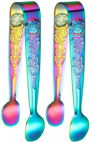 FUNOMOCYA Pinze per Zucchero in Acciaio Inox 304, Mini Pinze per Cubetti di Zucchero e Ghiaccio, Set 2 Pezzi per Uso Quotidiano in Cucina, Buffet, Bar e Ristoranti, Presa Sicura e Design