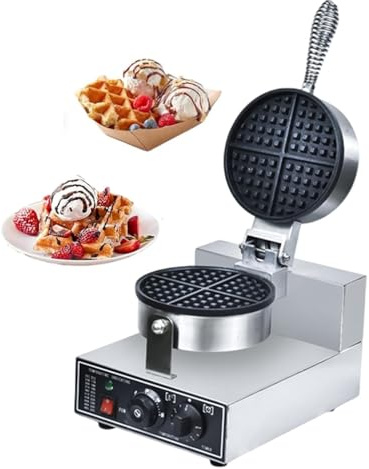 Electric Waffle Maker Iron, 1200W Non-stick Waffle Maker Machine, Professional Waffle Making Tool Kit, Adjustable Temperature 50 to 300℃,SingleHead(Single