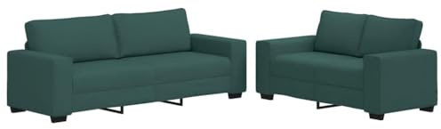 MOBCANT Weiches und strapazierfähiges Sofa-Set & Polstergarnitur Dunkelgrün Stoff Couchgarnitur für Wohnzimmer, Büro, Gästezimmer (160 x 77 x 82 cm)