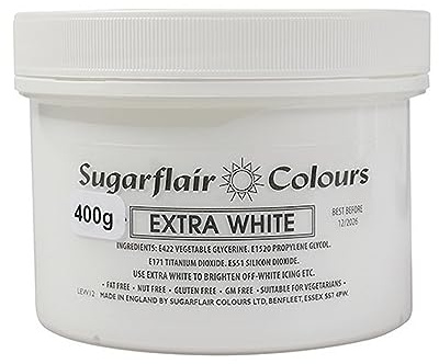 Sugarflair White Extra Maximum Concentrated Food Colouring Paste, for Use with Sugar Pastes, Flowerpaste, Buttercream, Royal Icing and more - 400g