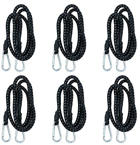 60” Bungee Strap with Metal Carabiners Hook Tie Down Fastener Holder 6pc