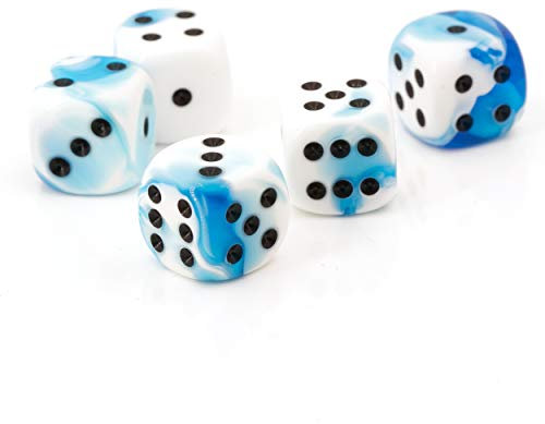 W6 Würfel weiß blau/schwarz - Made in Germany! - 5Stk